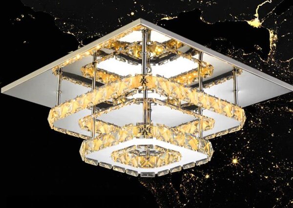 Toolight Krištáľová stropná lampa Plafond LED 24W štvorcová APP410-C