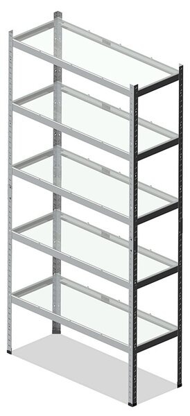 Marbo Kovový Regál Série PRIMO 180x90x40 5 políc Nosnosť 500 KG- Pozinkovaný