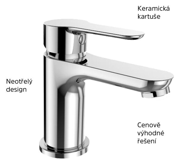 Mereo Mereo, Umývadlová stojanková batéria, Zuna, bez výpuste, chróm, MER-CB10103Z