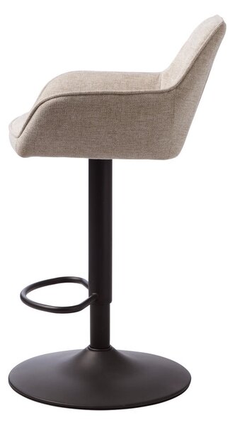 Béžová čalúnená barová stolička s nastaviteľnou výškou/s podrúčkami (výška sedadla 65 cm) Nolan – Unique Furniture