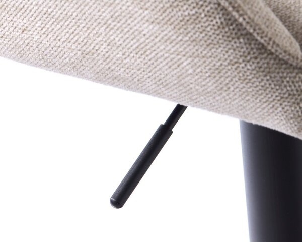 Béžová čalúnená barová stolička s nastaviteľnou výškou/s podrúčkami (výška sedadla 65 cm) Nolan – Unique Furniture