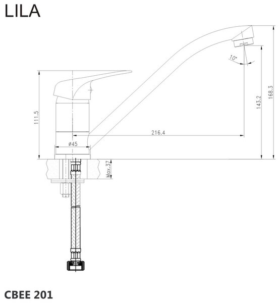 Mereo Mereo, Drezová stojanková batéria, Lila, s ramienkom plochým 210 mm, chróm, MER-CBEE201