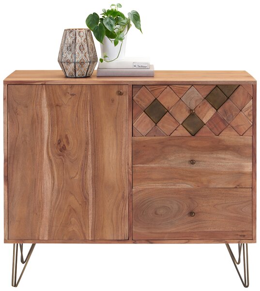 KOMODA, akácia, farba akácie, bronzová, 105/88/40 cm Ambia Home - Komody
