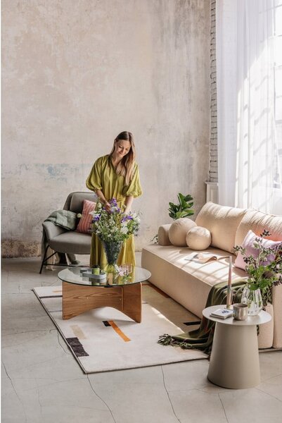 Béžová rozkladacia pohovka z textílie buklé 247 cm Quinoa – Selection