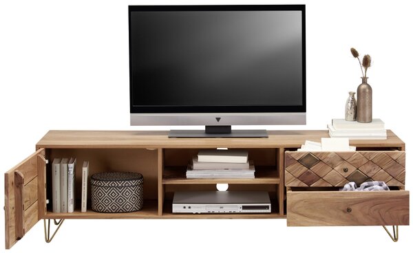 NÍZKA KOMODA, akácia, prírodná farba, 160/45/35 cm Ambia Home - TV nábytok