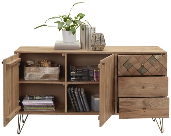 KOMODA, akácia, farba akácie, bronzová, 145/80/45 cm Ambia Home - Komody