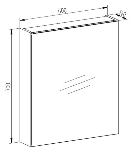 Mereo Mereo, Aira, kúpeľňová galérka 60 cm, zrkadlová skrinka, MER-CN715GH