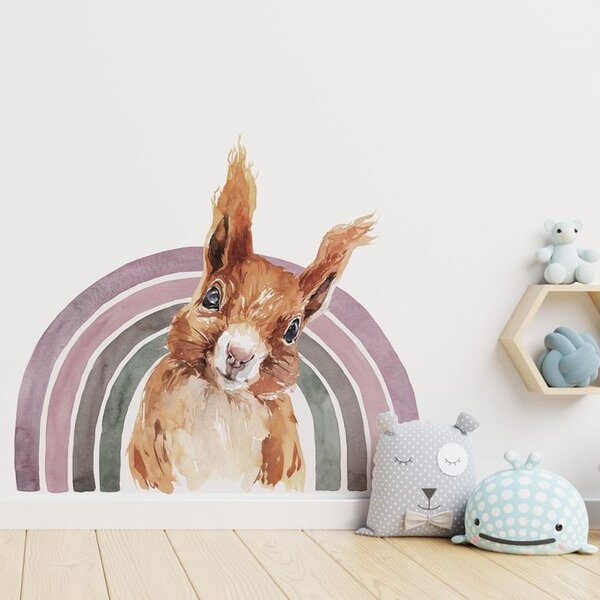 Detská nálepka na stenu Rainbow animals - veverička Farba: B, Rozmery: 98 x 85 cm