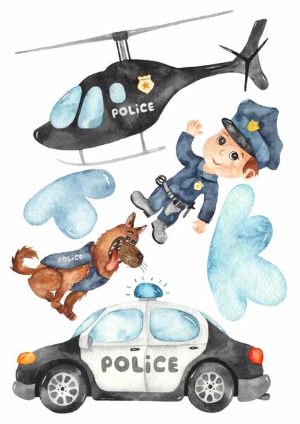 Detská nálepka na stenu Polícia, motív 3