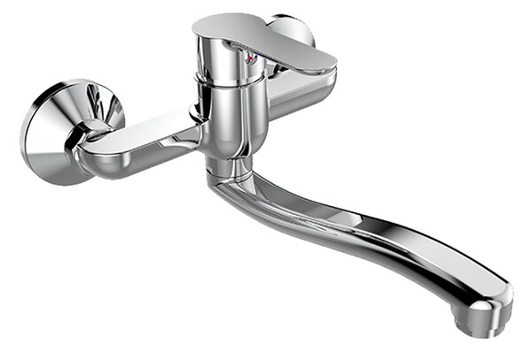 Mereo Mereo, Drezová nástenná batéria, Zuna, s ramienkom plochým vyhnutým 200 mm, chróm, MER-CB301Z