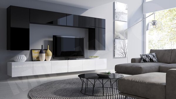 Mirjan24 Obývacia stena Bralani XIII, Farby: dub zlatá / biely + biely lesk 5902928222234