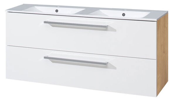Mereo Mereo, Bino, kúpeľňová skrinka s keramickým umývadlom 121 cm, biela, dub, MER-CN673