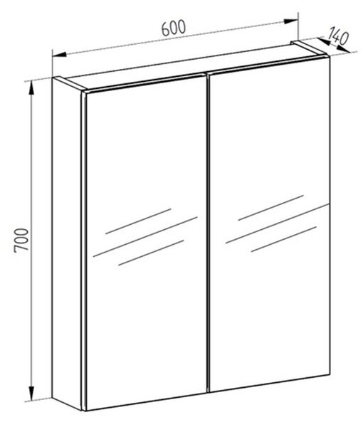 Mereo Mereo, Kúpeľňová galérka 60 cm, zrkadlová skrinka, 2x dvere, MER-CN716GH