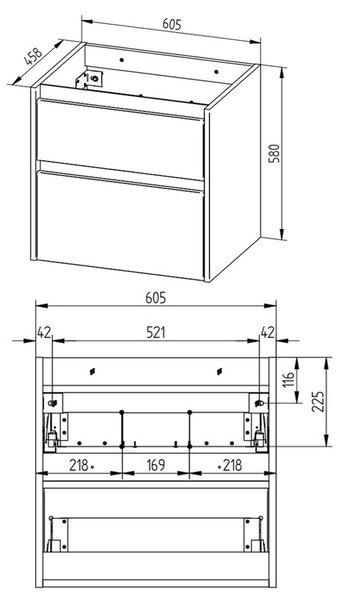 Mereo Mereo, Opto, kúpeľňová skrinka s keramickým umývadlom 61 cm, biela, dub, biela/dub, čierna, MER-CN920