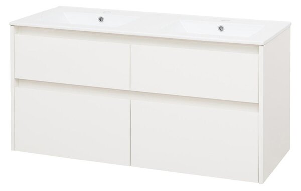 Mereo Mereo, Opto, kúpeľňová skrinka s keramickým umývadlom 121 cm, biela, dub, biela/dub, čierna, MER-CN913