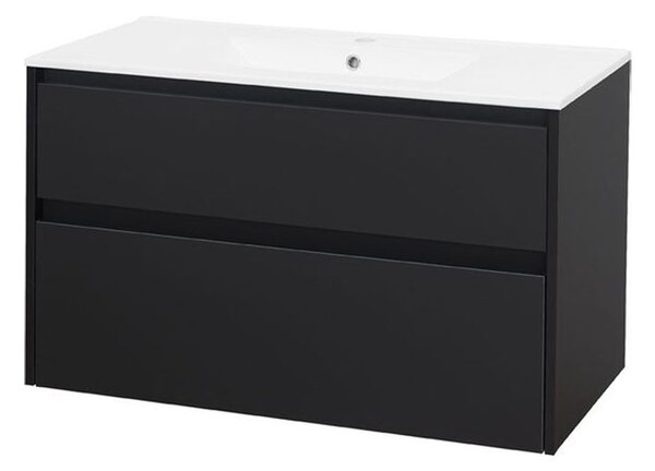 Mereo Mereo, Opto, kúpeľňová skrinka s keramickým umývadlom 101 cm, biela, dub, biela/dub, čierna, MER-CN942