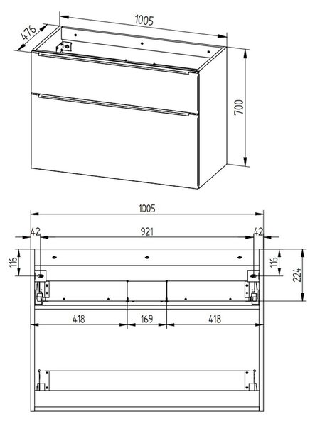 Mereo Mereo, Mailo, kúpeľňová skrinka 101 cm, chrómové madlo, MER-CN512S
