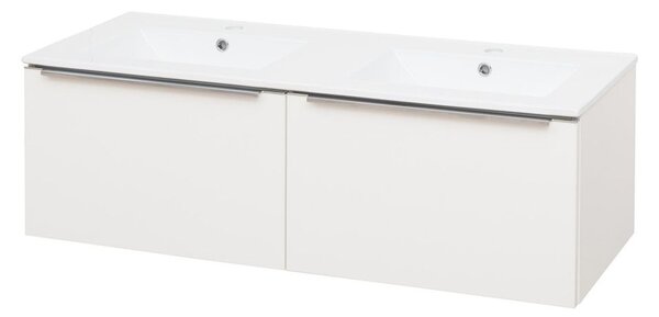 Mereo Mereo, Mailo, kúpeľňová skrinka s keramickým umývadlom 121 cm, chrómové madlo, MER-CN518