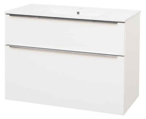 Mereo Mereo, Mailo, kúpeľňová skrinka s keramickým umývadlom 101 cm, chrómové madlo, MER-CN512
