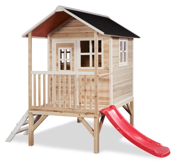 EXIT Detský domček so šmykľavkou Loft 300 - prírodný