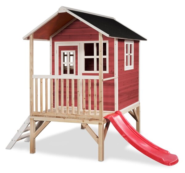 EXIT Detský domček so šmykľavkou Loft 300 - červený