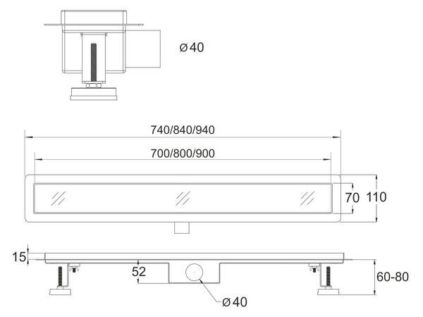 Mereo Mereo, Odtokový sprchový žľab STRIP, MER-CZ121