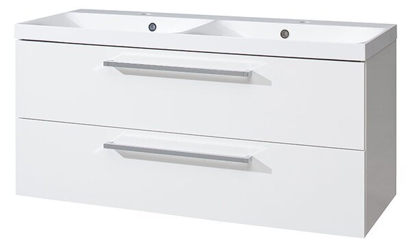 Mereo, Mereo Bino, kúpeľňová skrinka s umývadlom z liateho mramoru 121 cm, biela, MER-CN663M