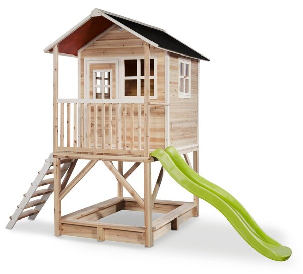 EXIT Detský domček so šmykľavkou Loft 500 - prírodný