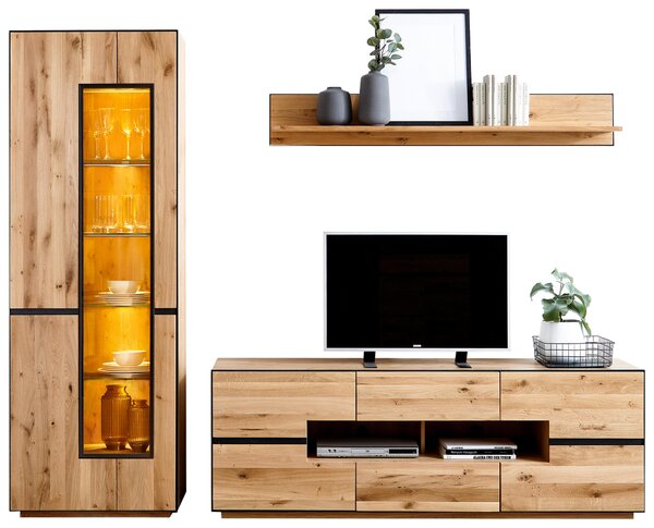 SKRINKA POD TV, divoký dub, antracitová, 181/62/47 cm Linea Natura - Komody