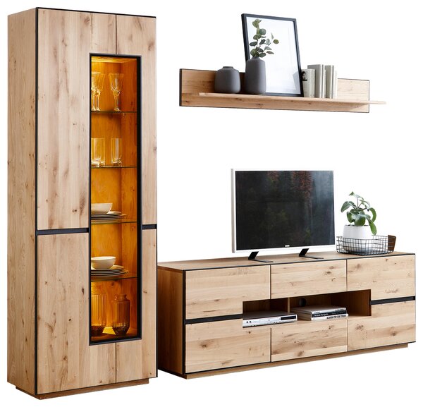 SKRINKA POD TV, divoký dub, antracitová, 181/62/47 cm Linea Natura - Komody