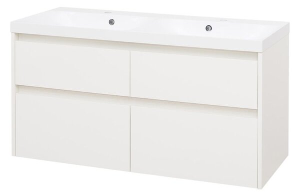 Mereo Mereo, Opto, kúpeľňová skrinka s umývadlom z liatého mramoru, 121 cm, biela, dub, biela/dub, čierna, MER-CN913M