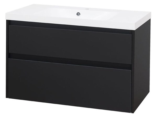 Mereo Mereo, Opto, kúpeľňová skrinka s umývadlom z liatého mramoru, 101 cm, biela, dub, biela/dub, čierna, MER-CN942M