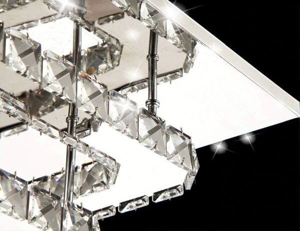 Toolight Toolight, LED 24W kryštálová stropná lampa štvorcová APP410-C, chrómová-zlatá, OSW-65008
