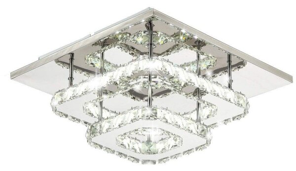 Toolight Toolight, LED 24W kryštálová stropná lampa štvorcová APP410-C, chrómová-zlatá, OSW-65008