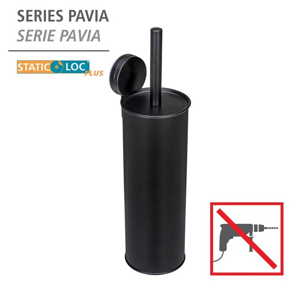 Čierna samodržiaca oceľová WC kefa Pavia – Wenko