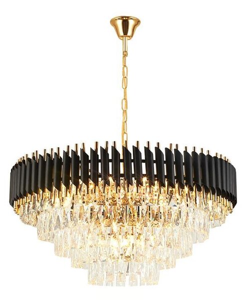 Toolight Toolight, stropná závesná krištáľová lampa 9xE14 APP1058-CP, čierna-zlatá, OSW-04400
