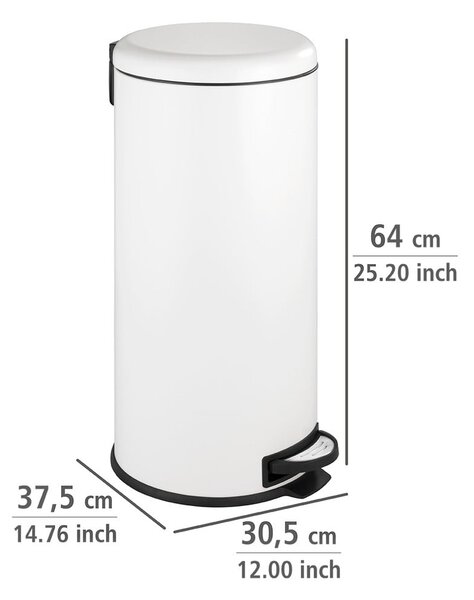 Biely nášľapný oceľový odpadkový kôš 30 l Leman – Wenko
