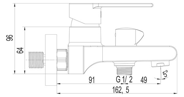Mereo Mereo, Vaňová nástenná batéria, Dita, 150 mm, bez príslušenstva, chróm, MER-CBE90104D