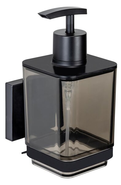 Čierny samodržiaci plastový dávkovač mydla 340 ml Quadro – Wenko