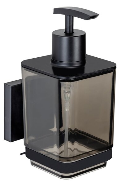 Čierny samodržiaci plastový dávkovač mydla 340 ml Quadro – Wenko