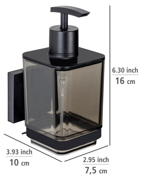 Čierny samodržiaci plastový dávkovač mydla 340 ml Quadro – Wenko