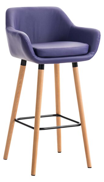 Barová stolička Grant ~ koženka, drevené nohy natura Farba Fialová
