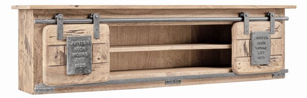 IRON Nástenná polica mango 130x25x35, bielená, lakovaná