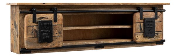 IRON Nástenná polica mango 130x25x35, prírodná, lakovaná