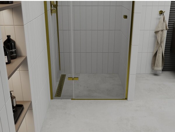 Mexen Roma, sprchové dvere do otvoru 70 x 190 cm, 6mm číre sklo, zlatý profil, 854-070-000-50-00