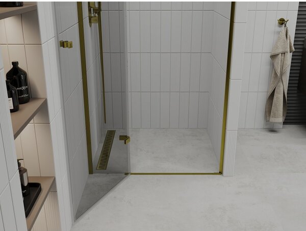 Mexen Roma, sprchové dvere do otvoru 70 x 190 cm, 6mm číre sklo, zlatý profil, 854-070-000-50-00