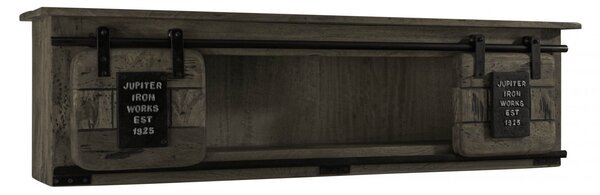 IRON Nástenná polica mango 130x25x35, sivá, lakovaná