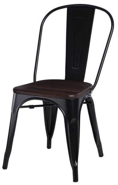 Stolička Paris, drevený sedák kartáčovaná borovica Farba Čierna