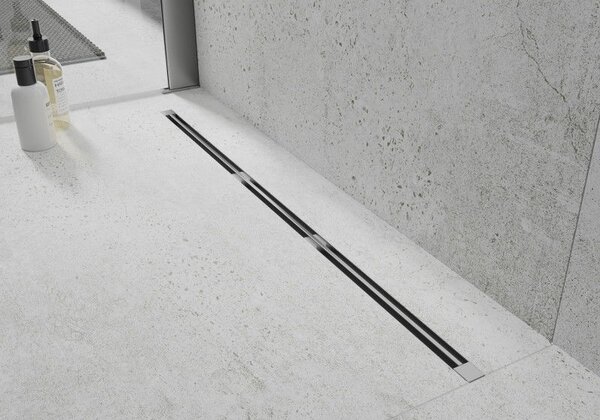 Mexen Flat Super Slim, super tenký odtokový žľab s 360° rotačným sifónom 150 cm, nerez, 1051150
