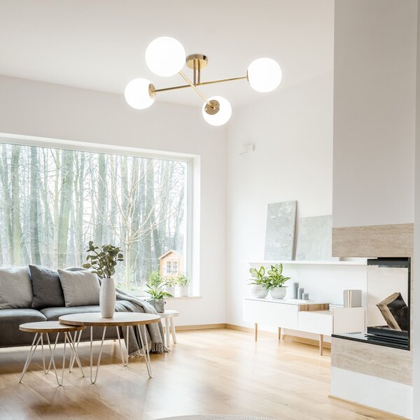 Toolight Tutumi, stropná lampa sklenené gule 4xE27 APP1248-4CP, zlatá lesklá, OSW-14037
